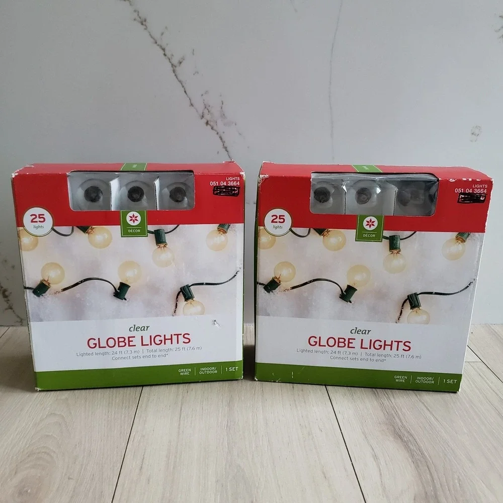 Globe String Lights 25 Clear Bulbs Room Essentials Outdoor/Indoor 2 New Pack